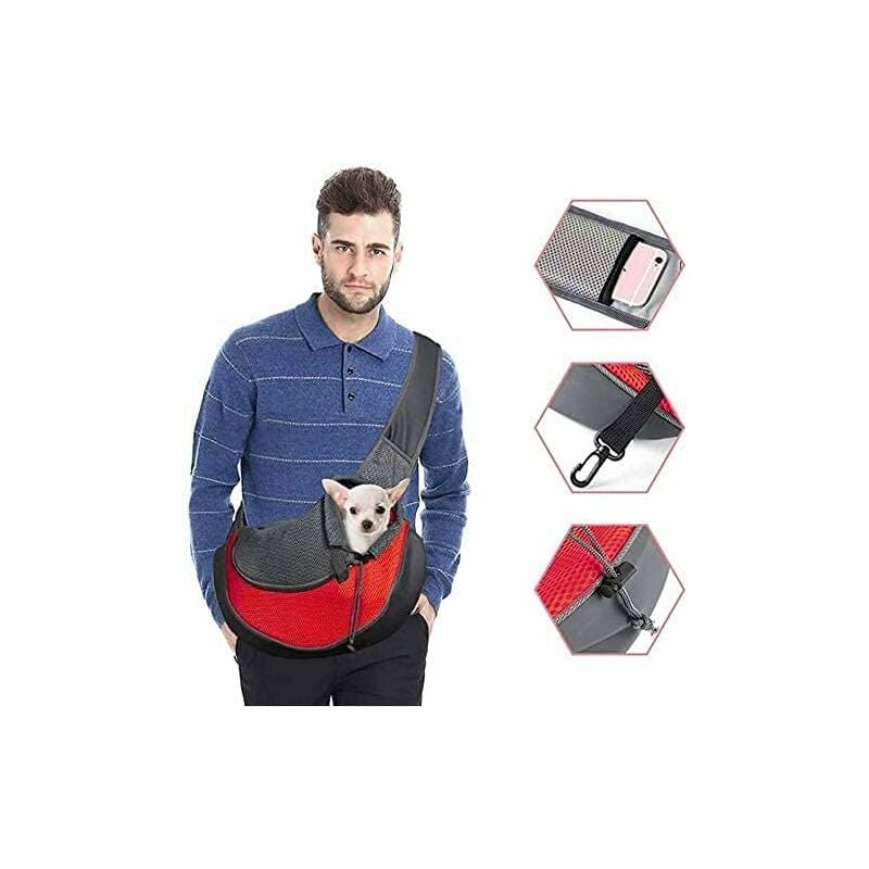 foto del prodotto marsupio per cani borsa a tracolla regolabile per cuccioli e gatti borsa da viaggio per piccoli animali domestici borsa per cani con custodia in rete