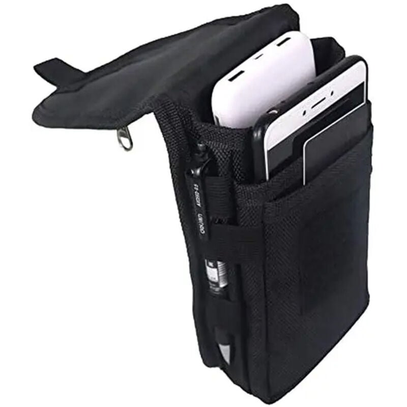 foto del prodotto marsupio porta telefono, grande marsupio porta smartphone, marsupio da uomo, multiuso, tascabile, nero sollbry