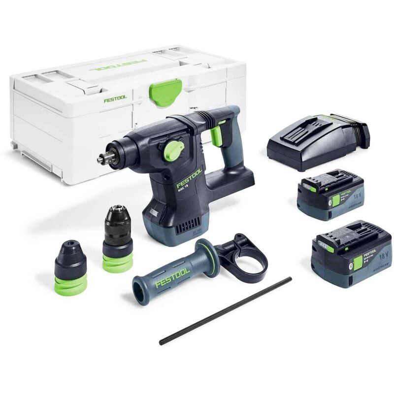 foto del prodotto martello combinato a batteria festool khc 18 5.0 ebi-plus, 2x 5.0 ah e caricabatterie in systainer