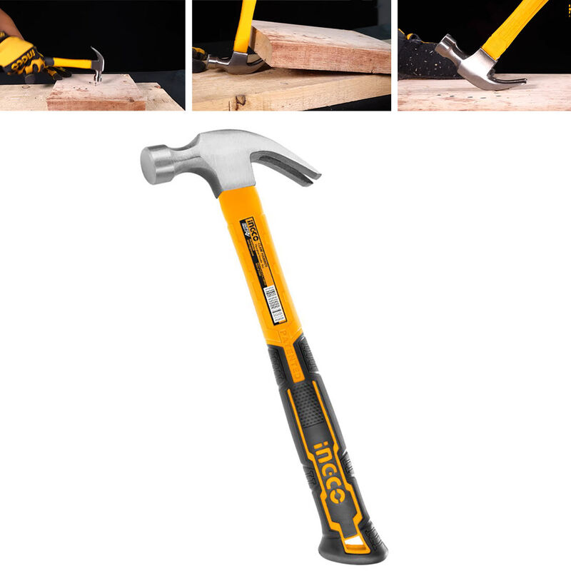 foto del prodotto martello da carpentiere testa da 220 gr in acciaio al carbonio impugnatura in vetroresina ingco hchs8008