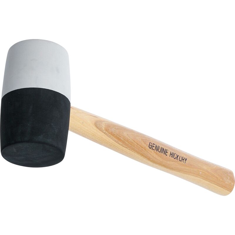 foto del prodotto martello di gomma manico hickory testa bianca e nera 63 mm 840 g