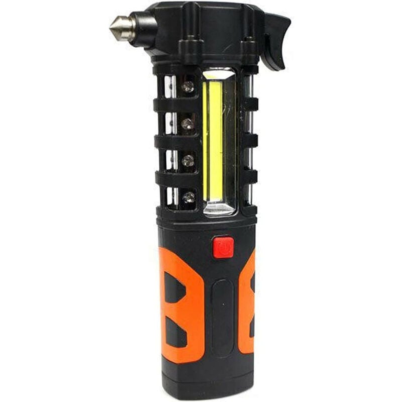 foto del prodotto martello emergenza rompi vetro per auto con torcia led e taglia cinture di sicurezza martelletto salvavita frantuma vetri