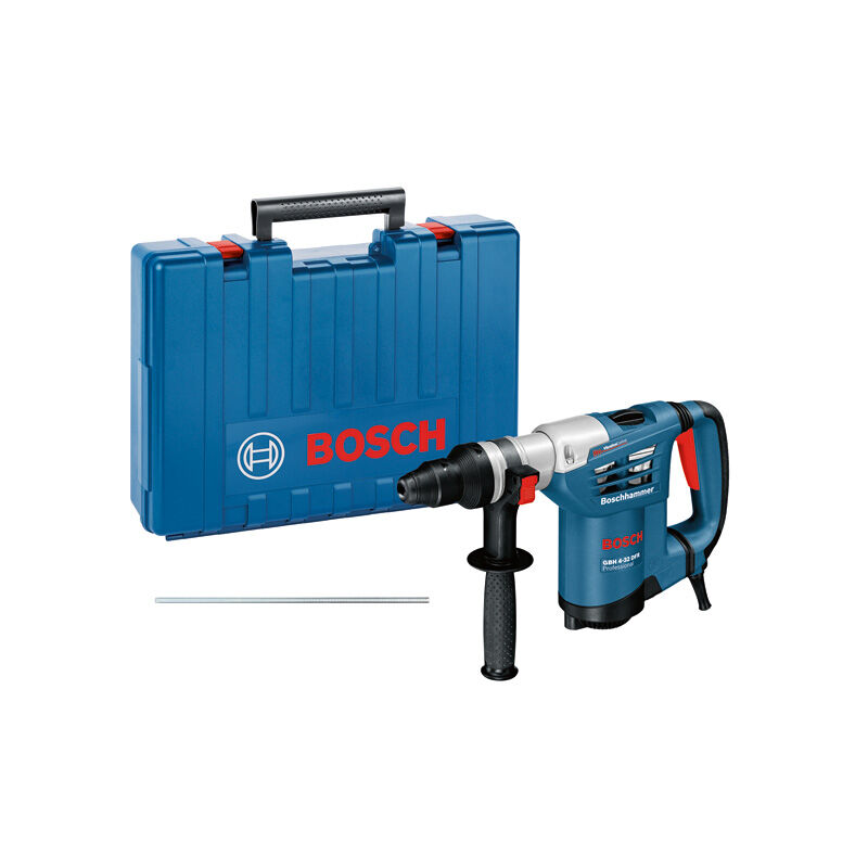 foto del prodotto martello perforatore bosch gbh 4 32 dfr con sds plus accessori in una valigetta di trasporto