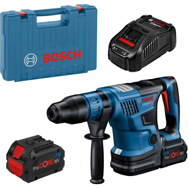 foto del prodotto martello rotativo a batteria bosch biturbo gbh 18v 36 c con 2 batterie da 5,5 ah caricabatterie in valigetta