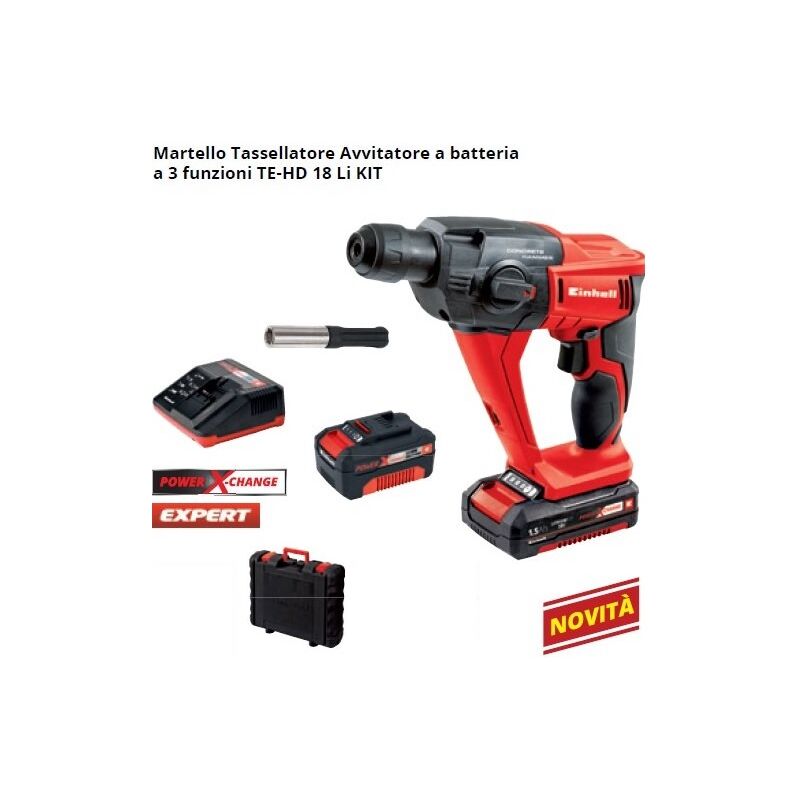 foto del prodotto martello tassellatore trapano batteria al litio einhell te hd 18 li kit