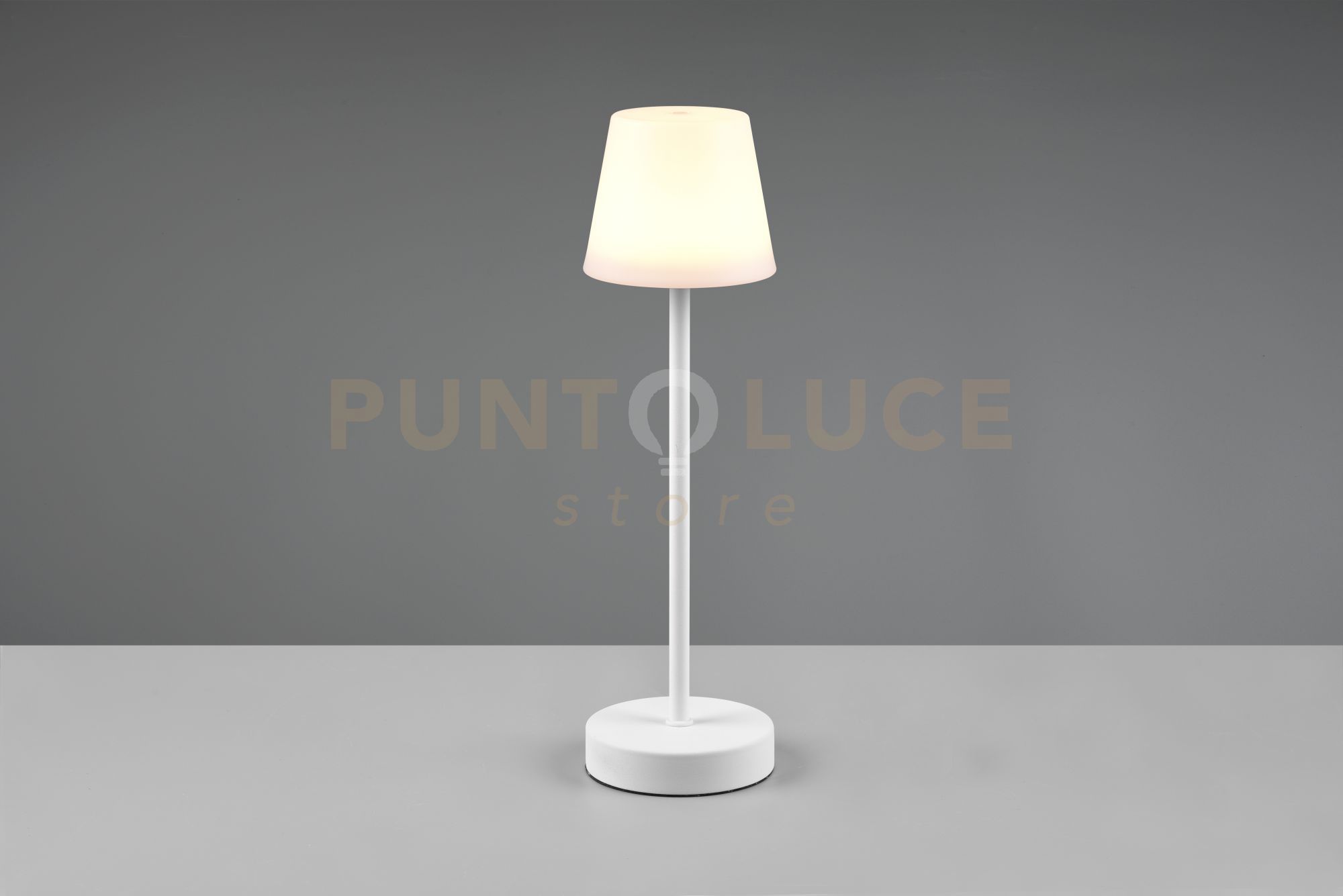 foto del prodotto martinez lampada led 2,2w 250lm, 2700 6500k da esterno da appoggio ricaricabile bianca con regolazione intensita , temperatura di colore e rgb h.39cm ip44