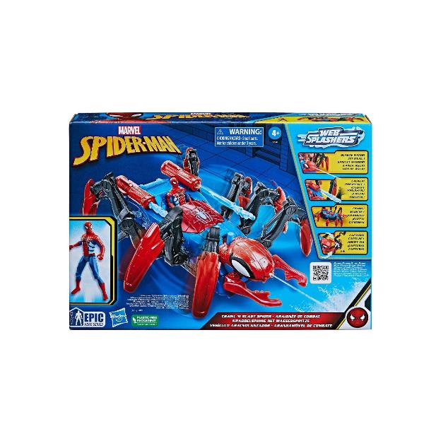 foto del prodotto marvel spider man , colpisci e cattura web splasher, giocattoli di supereroi per bambini e bambine, dai 4 anni in su, lancia ragnatele e acqua, veicolo giocattolo di spider man