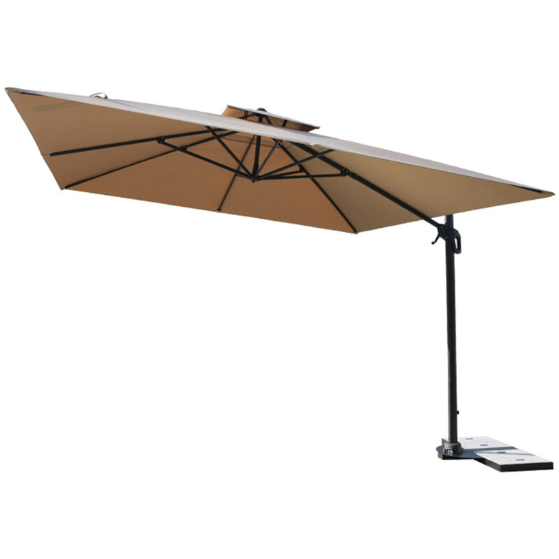 foto del prodotto marvin ombrellone santorini 3x3 o 3.5x3.5 con base girevole a 360 palo laterale decentrato in alluminio da giardino esterno di design elegante