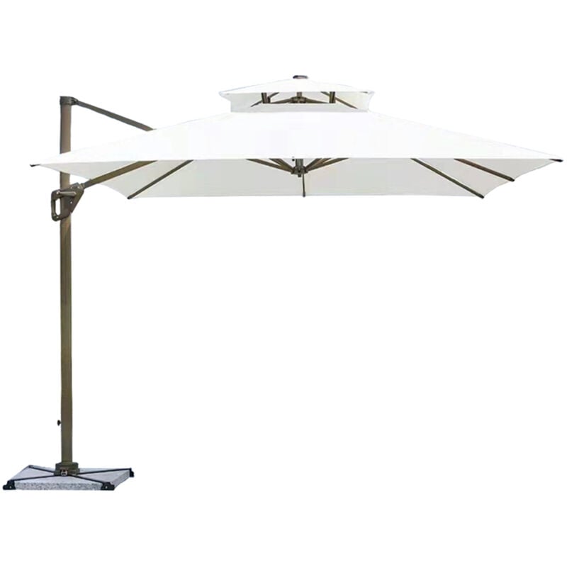 foto del prodotto marvin ombrellone santorini 3x3 o 3.5x3.5 con base girevole a 360 palo laterale decentrato in alluminio da giardino esterno di design elegante