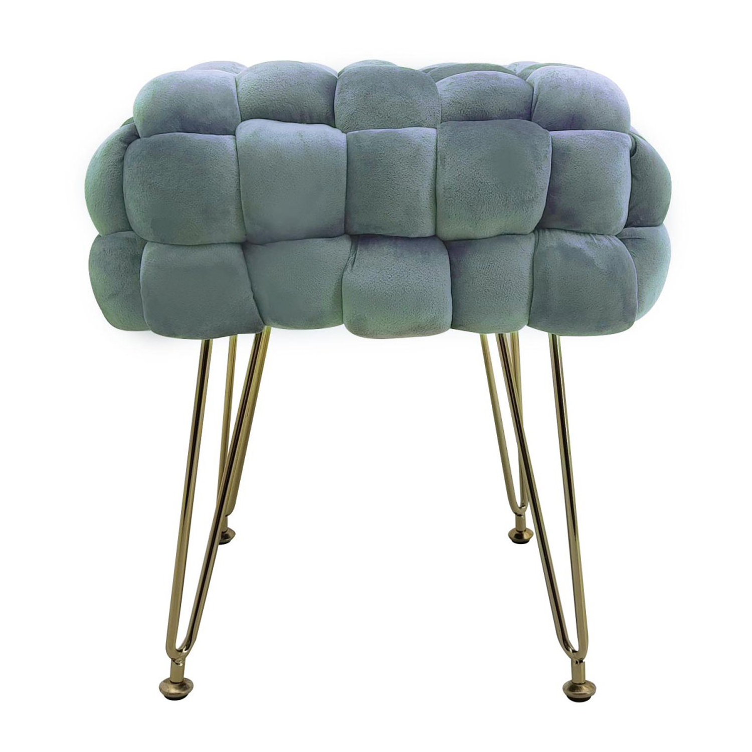 foto del prodotto marvin pouf in velluto intrecciato con gambe in metallo oro cromato sophie poggiapiedi sgabello per casa soggiorn grigio
