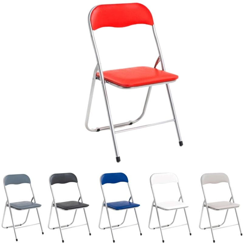 foto del prodotto marvin sedia pieghevole imbottita salvaspazio portatile richiudibile da interno esterno giardino campeggio ufficio resistenti ferro leggere rosso 