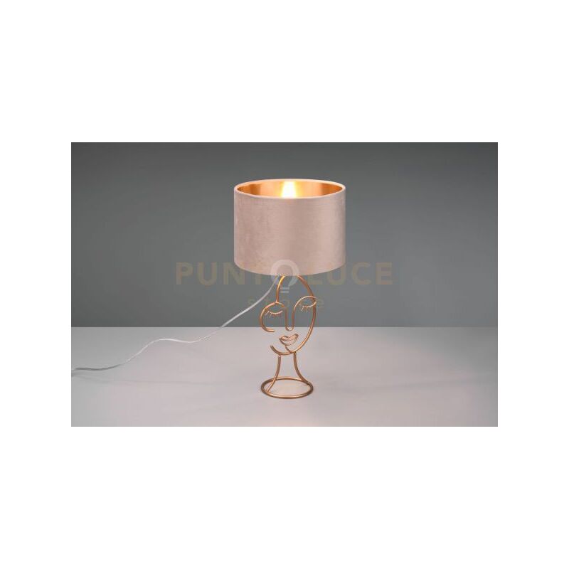 foto del prodotto mary lampada da tavolo metallo oro con paralume velluto beige e oro h. 45,5cm 1 luce attacco e27