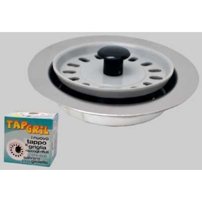 foto del prodotto maryplast - tappo a griglia in acciaio inox per piletta di scarico lavello modello tapgrill ø50 - 2' - modello tapgrill brevettato
