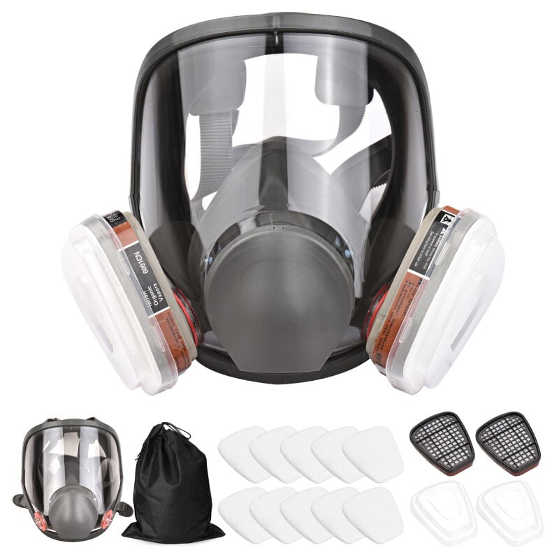 foto del prodotto maschera a pieno facciale 16 in 1 maschera a pieno facciale in silicone 1 corpo della maschera 2 cartucce filtranti 3 2 cappucci filtranti 10