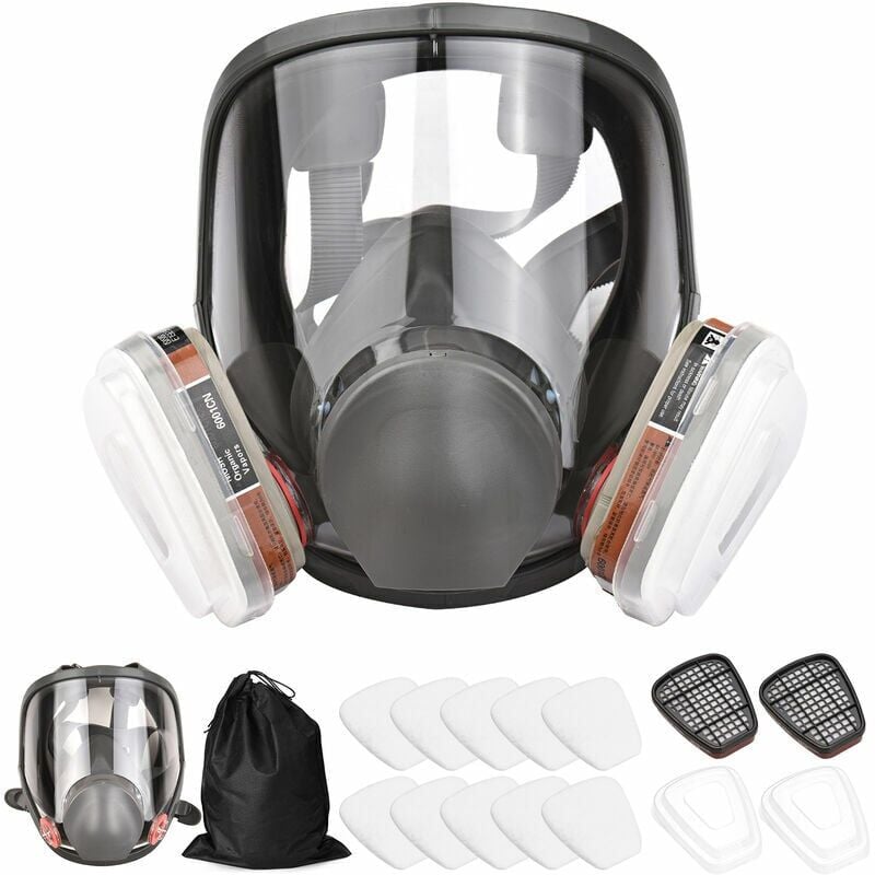 foto del prodotto maschera a pieno facciale 16 in 1 maschera a pieno facciale in silicone maschera a pieno facciale scatola filtro filtro in cotone set da 7 pezzi