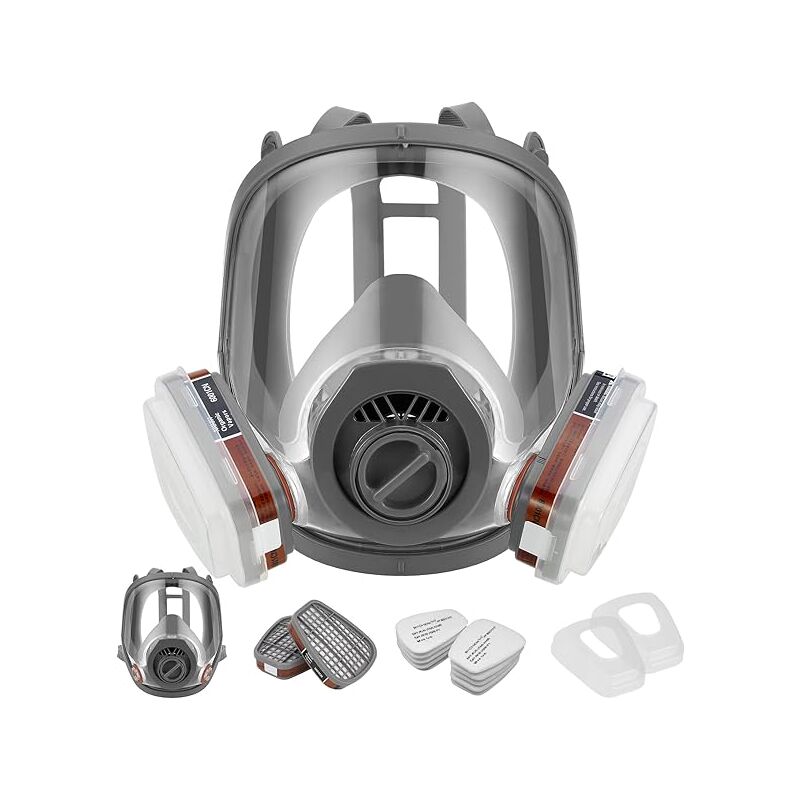 foto del prodotto maschera a pieno facciale maschera in silicone maschera a pieno facciale scatola filtro filtri in cotone set da 7 pezzi per prevenire l ammoniaca