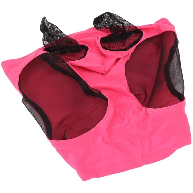 foto del prodotto maschera anti mosche naroote mesh per cavalli, traspirante, protezione per le orecchie per la stalla rosso rosa 