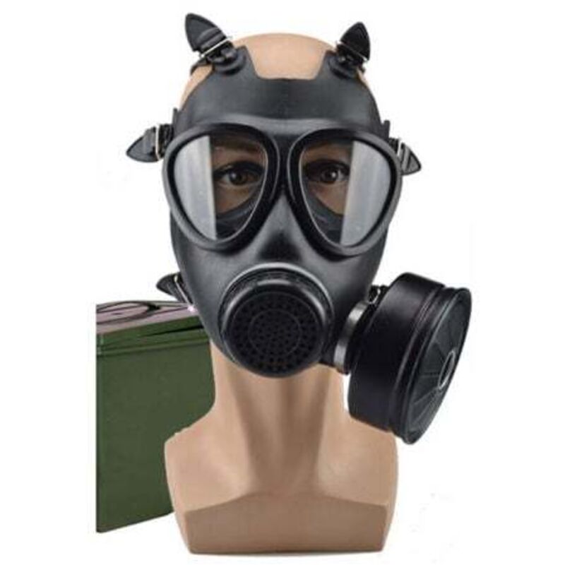 foto del prodotto maschera antigas chimica di emergenza, maschera antincendio, maschera protettiva con filtro autoadescante, maschera da testa, maschera antigas