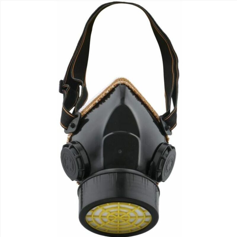 foto del prodotto maschera antipolvere protezione vernice respiratore chimico industriale contro vapori tossici, maschera a cartuccia protezione valvola di