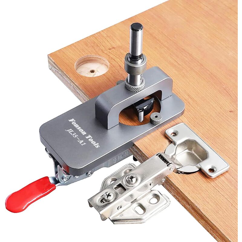 foto del prodotto maschera per cerniera da 35 mm non finita, per armadio con porta, nascosta, perforatore, localizzatore guida per trapano per la lavorazione del legno