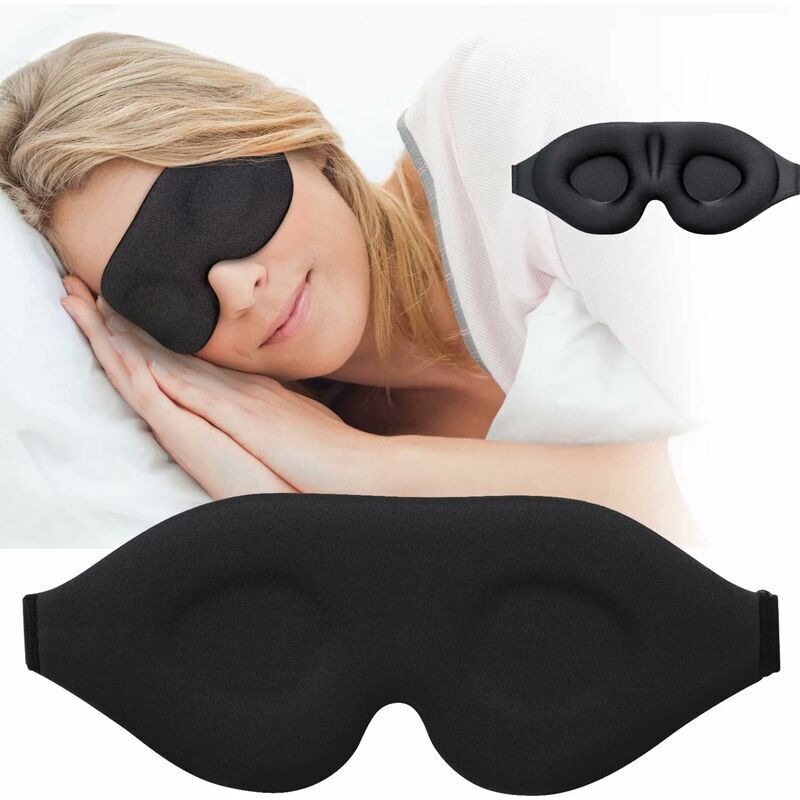 foto del prodotto maschera per gli occhi notturni 3d maschera per il sonno regolabile maschera per gli occhi oscurante di lusso nera