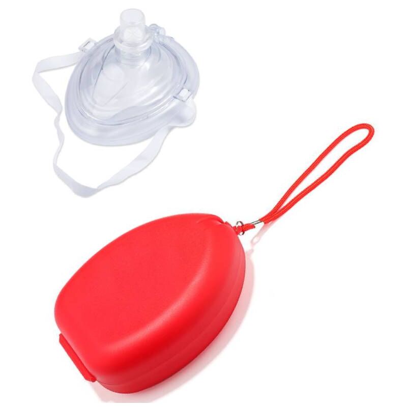 foto del prodotto maschera per rianimazione cardiopolmonare rcp per adulti bambini con valvola unidirezionale, custodia rigida e cordino