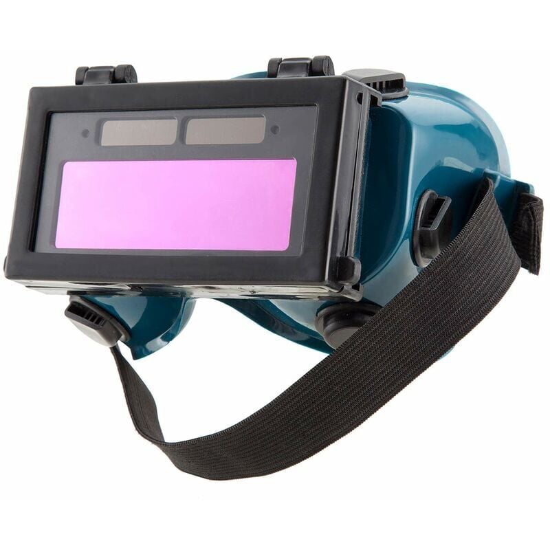 foto del prodotto maschera per saldatura ymyny occhiali protettivi con oscuramento automatico, batteria solare lcd, occhiali protettivi per saldatura con fascia verde 