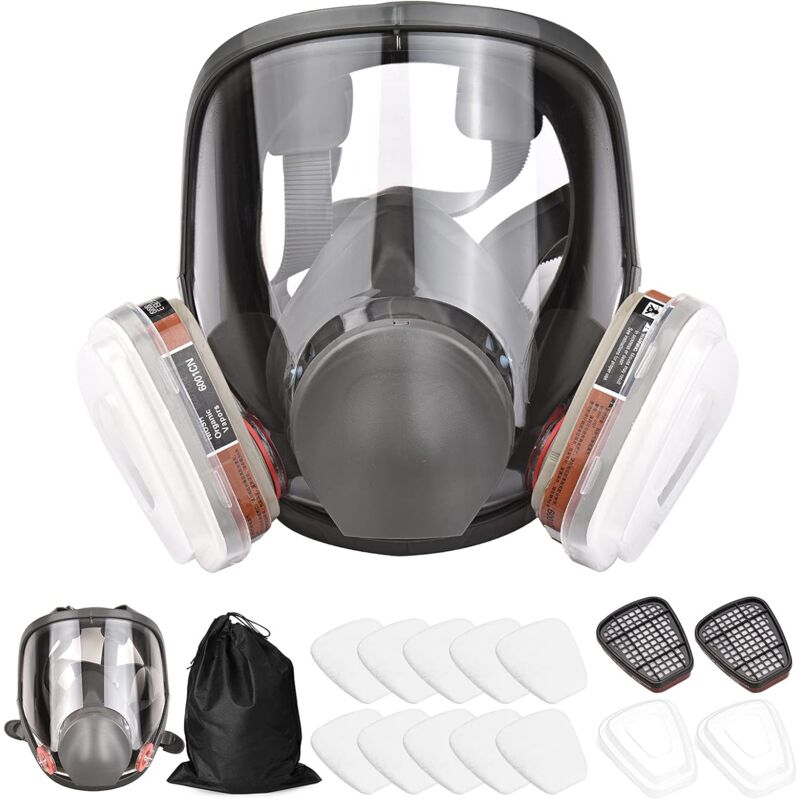 foto del prodotto maschera protettiva integrale riutilizzabile 16 in 1, maschera antigas per verniciatura a spruzzo, lucidatura, saldatura, ecc.