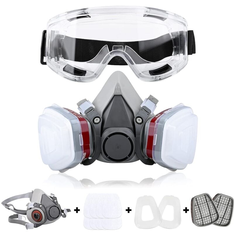foto del prodotto maschera respiratoria riutilizzabile 6200 maschera antigas respiratori di protezione respiratoria con occhiali di sicurezza per verniciatura e