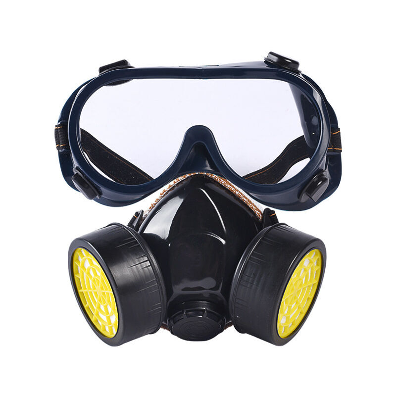 foto del prodotto maschera respiratoria riutilizzabile, maschera di protezione dai vapori tossici a doppia filtrazione, maschera antipolvere per gas chimici per lavori