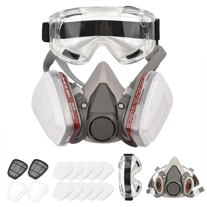 foto del prodotto maschera respiratoria riutilizzabile mezza maschera 6200 maschera antigas respiratori di protezione respiratoria con occhiali di sicurezza per