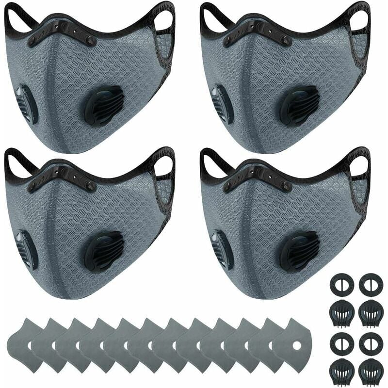 foto del prodotto maschere antipolvere sportive + 12 filtri al carbone attivo, riutilizzabili, traspiranti, attività all'aperto, lavorazione del legno, falciatura e