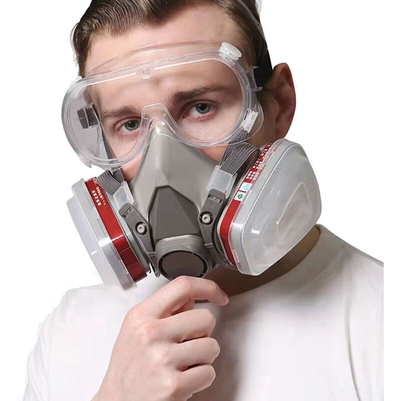 foto del prodotto maschere protettive, semimaschera riutilizzabile 6200 con occhiali di sicurezza per verniciatura, contro vapori organici, saldatura, lucidatura e