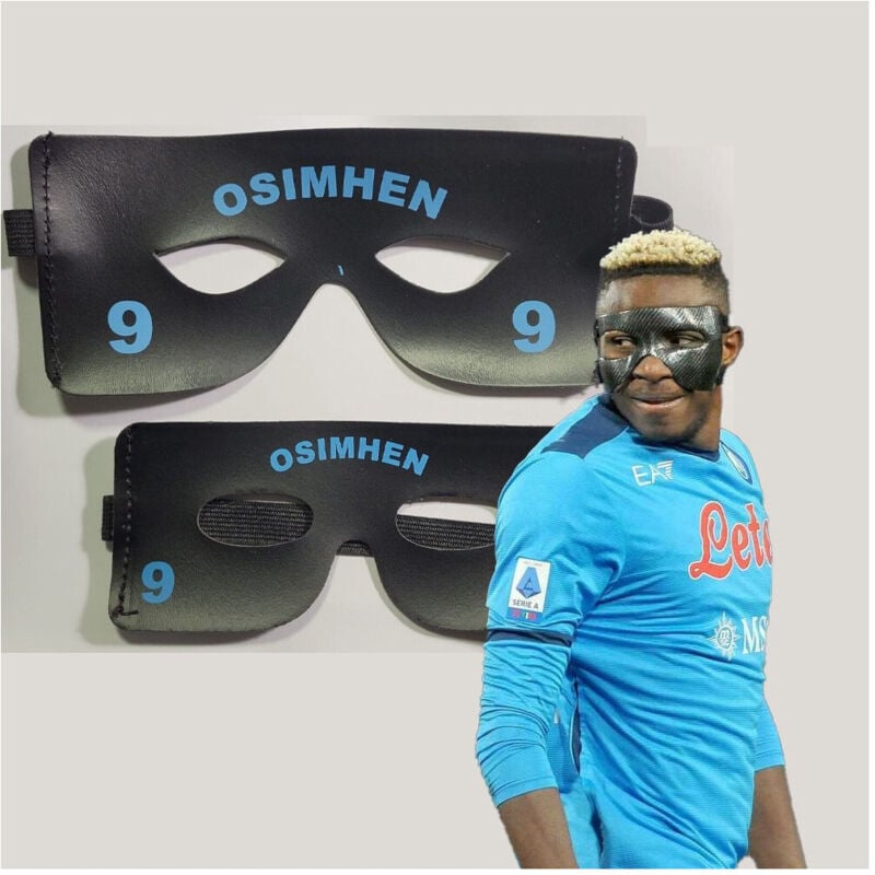 foto del prodotto mascherina nera osimhen calcio napoli fan tifosi bambini ragazzi festa scudetto trade shop traesio