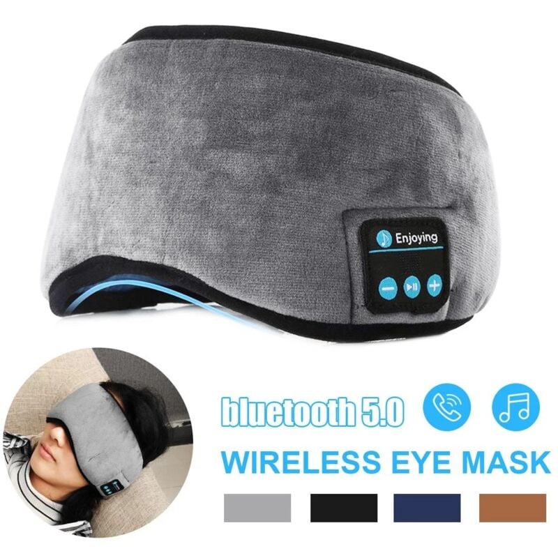 foto del prodotto mascherina per dormire con bluetooth 5.0, cuffie per dormire con musica bluetooth 3d, mascherina per dormire laterale senza fili bebusingoto