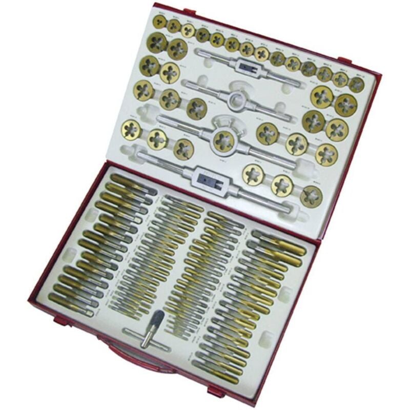 foto del prodotto maschinen h070300003 kit maschi e filiere 101 parti hss metrica m2, m3, m4, m5, m6, m7, m8, m9, m10, m11, m12, holzmann