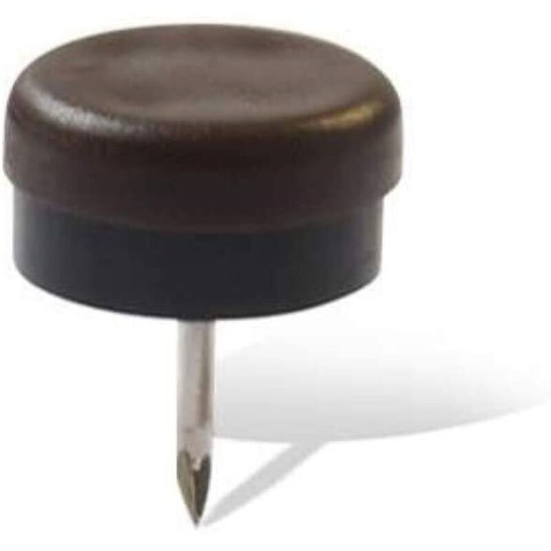 foto del prodotto masidef 8 pezzi scivoli rotondi in plastica con gomma e chiodo 20mm colore marrone