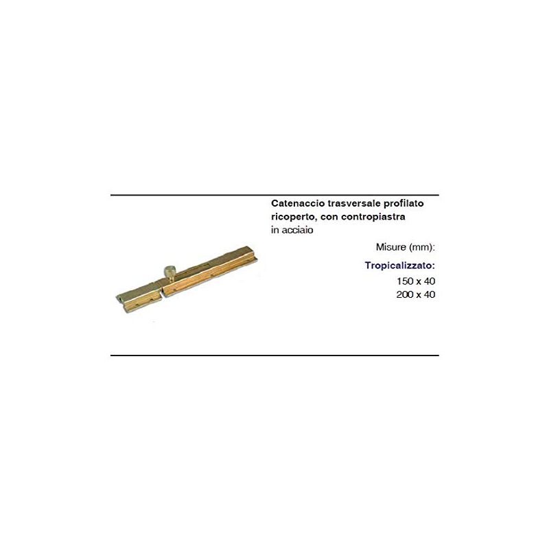 foto del prodotto masidef catenaccio trasversale con contropiastra in acciaio tropicalizzato 200x40mm