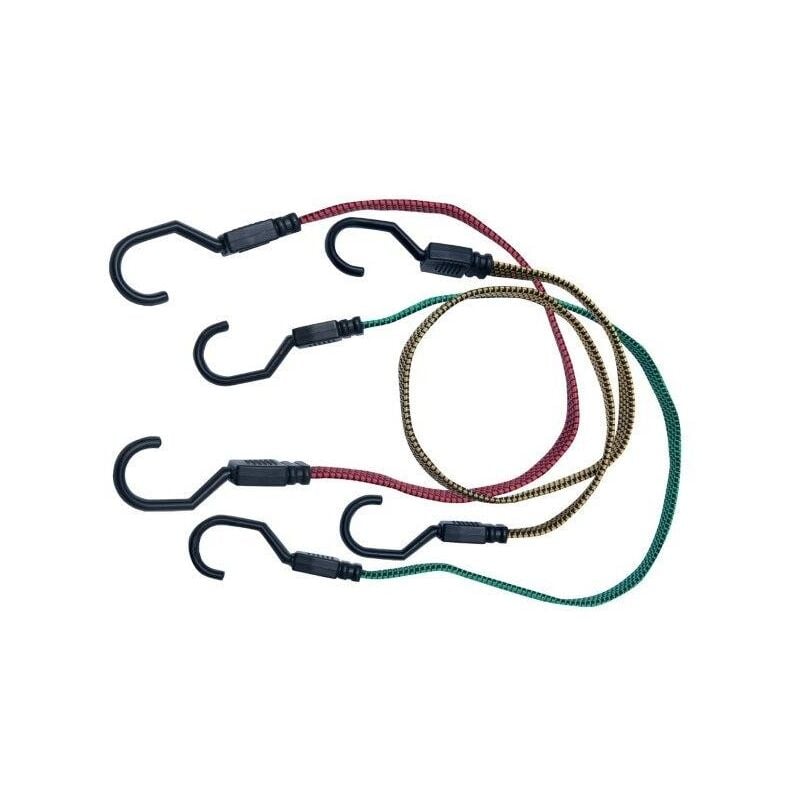 foto del prodotto masidef cavo elastico piatto assortito l. 18 mm. da 500 a 800 mm. con ganci in plastica 6 pz.
