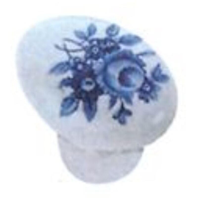 foto del prodotto masidef pomolo porcellana ovale fiore blu 33x24 mm