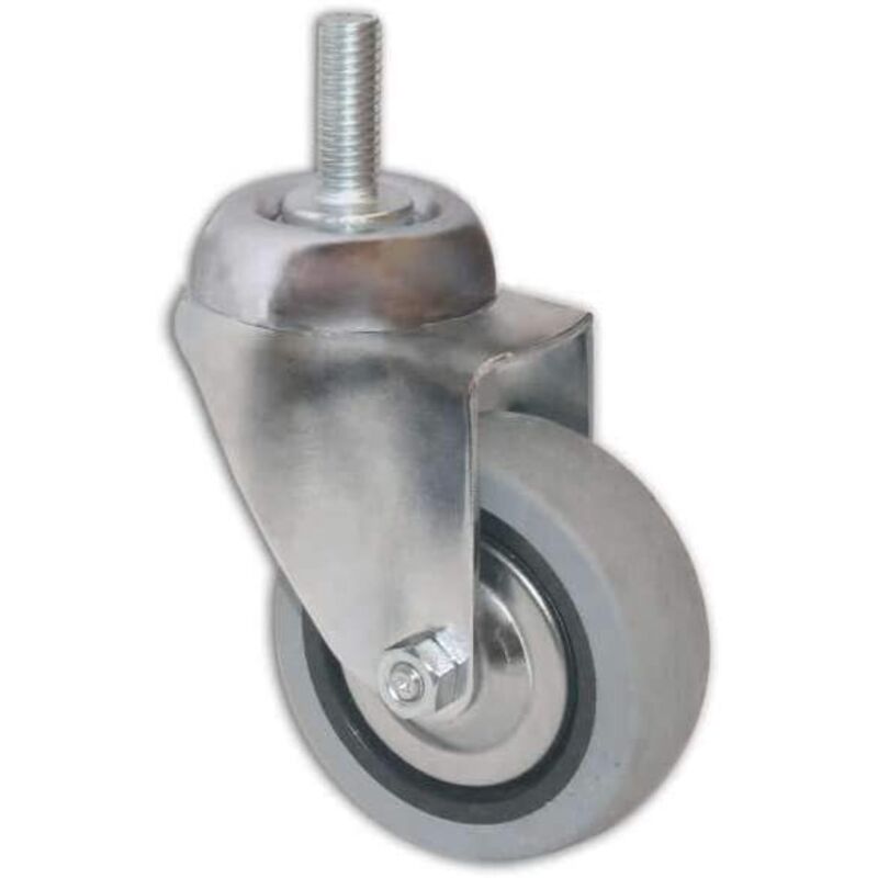 foto del prodotto masidef ruota girevole con perno filettato 10x25mm 80mm in gomma colore grigio