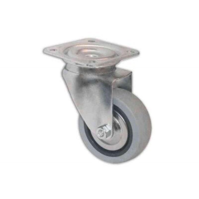 foto del prodotto masidef ruota piroettante in gomma grigia con piastra 60x60mm diametro mm 80
