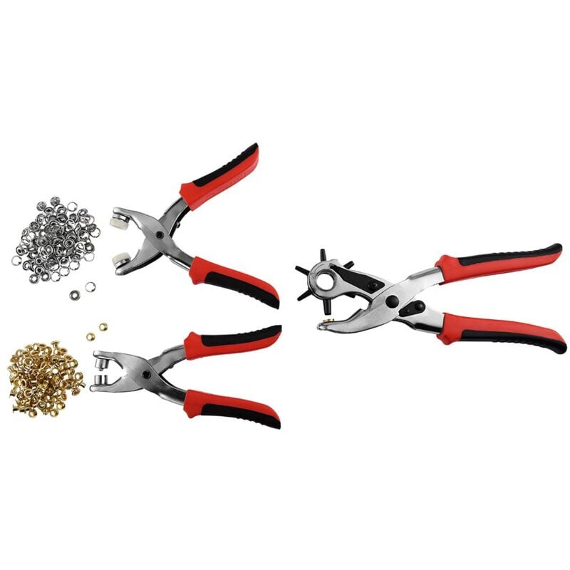 foto del prodotto masidef set 3pz fustellatrice rivettatrice e occhiellatric