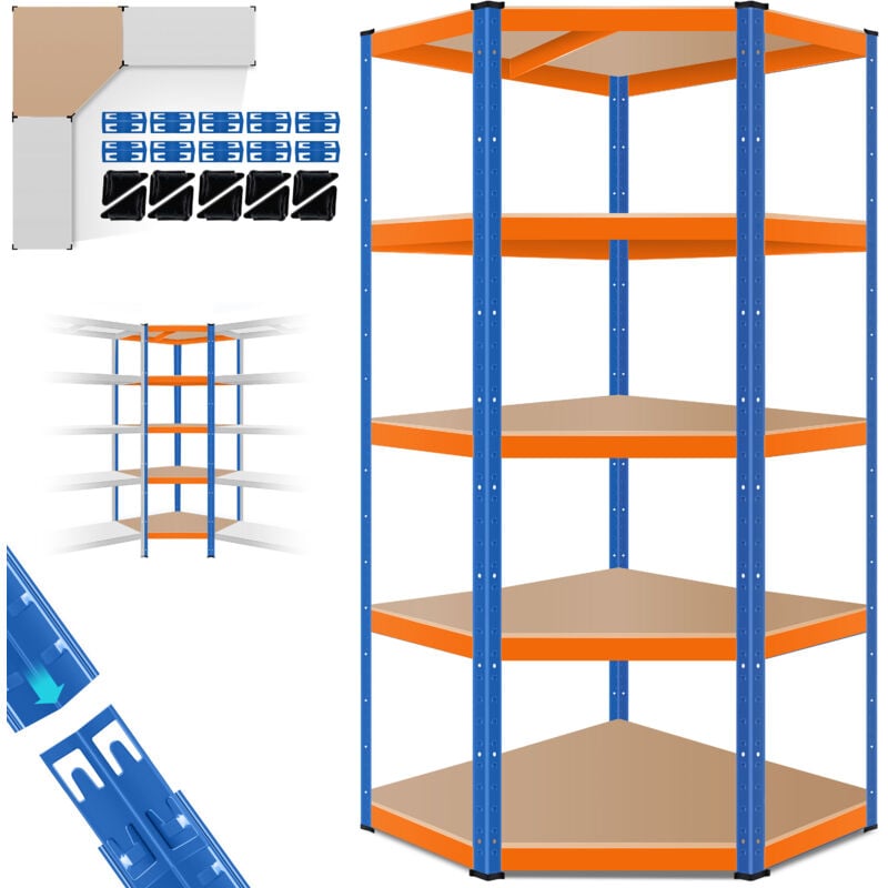 foto del prodotto masko scaffalatura per stoccaggio pesante scaffalatura per cantina 180x75x40cm fino a 875 kg 5 ripiani regolabili scaffalatura annidabile arancione