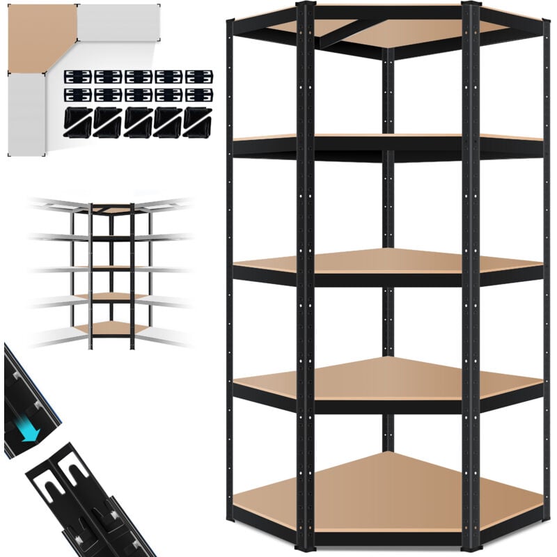 foto del prodotto masko scaffalatura per stoccaggio pesante scaffalatura per cantina 180x75x40cm fino a 875 kg 5 ripiani regolabili scaffalatura annidabile nero