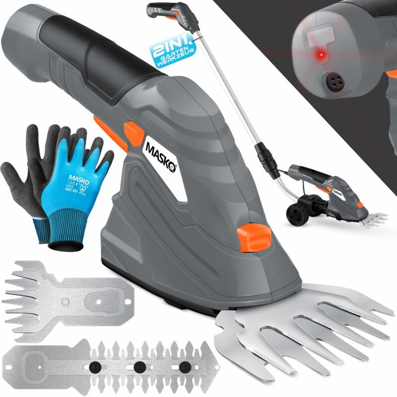 foto del prodotto masko set di forbici per arbusti con batteria ricaricabile 7,2v 2000ma h caricabatterie guanti forbici da giardino elettriche per siepi, forbici