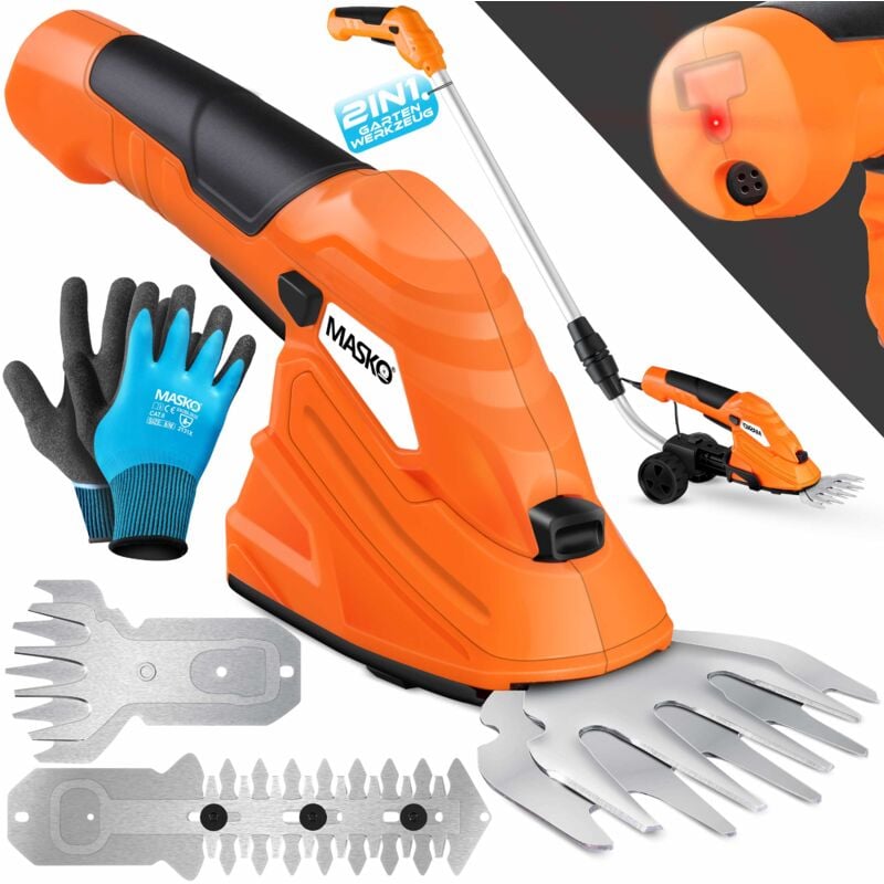 foto del prodotto masko set di forbici per arbusti con batteria ricaricabile 7,2v 2000ma h caricabatterie guanti forbici da giardino elettriche per siepi, forbici