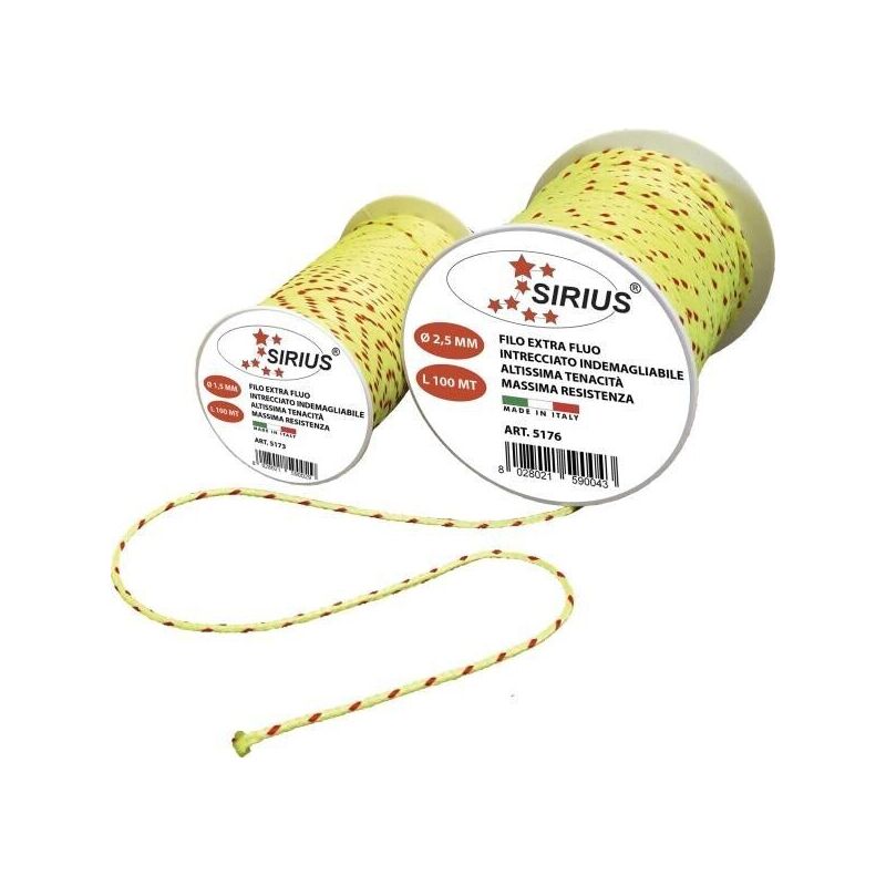 foto del prodotto mass filo per edilizia extra lenza muratore 100mt giallo fluorescente d 1,5mm sirius