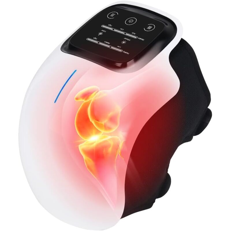 foto del prodotto massaggiatore per ginocchia, riscaldamento e vibrazione ciclica, ampio schermo a led massaggio intelligente per ginocchio ricaricabile senza fili,