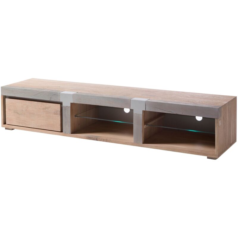 foto del prodotto massivmoebel24 amsterdam 103 mobile tv in legno di acacia laccato natur 205x48x39